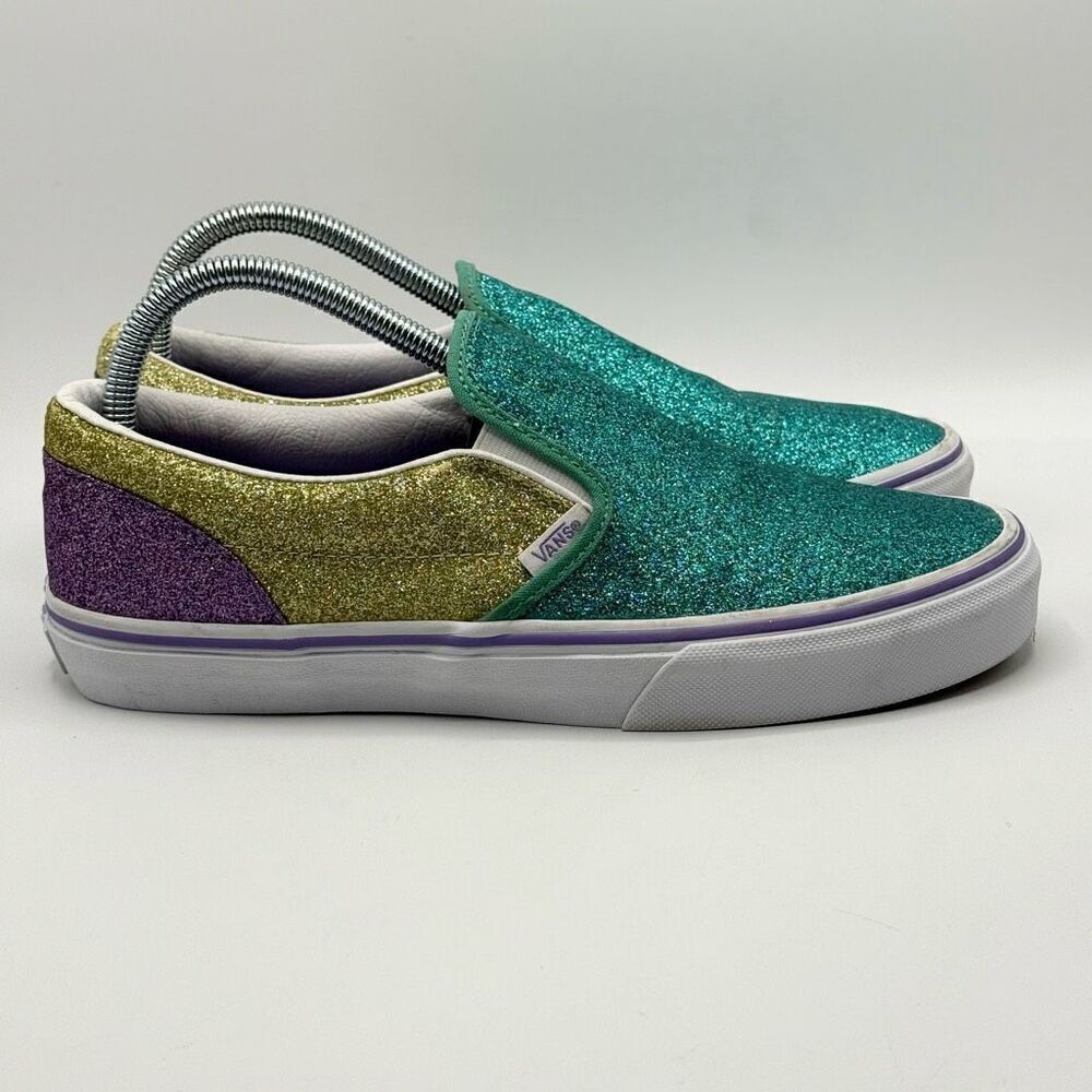 Vans Junior Slip-On Mermaid Glitter Sneakers - US Size 7Y (JUNIOR SIZING) / EU 3